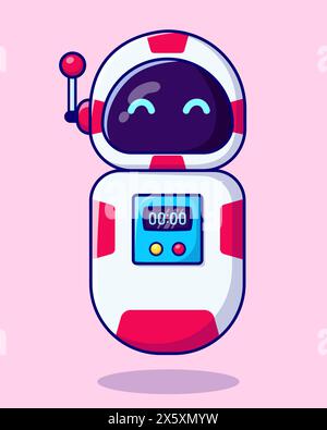 Cute cartoon robot. Artificial Intelligence. Robot assistant. Vector illustration. Stock Vector