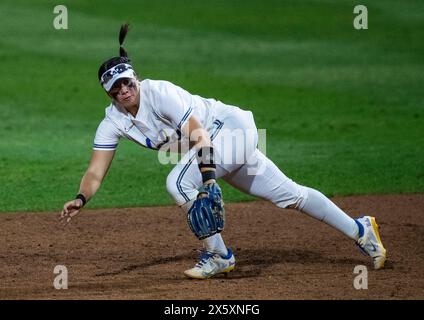 May 10 2024 Palo Alto CA U.S.A. UCLA infielder Seneca Curo (11)reacts to the ball during the NCAA Pac 12 Softball Tournament semi-final G2 between UCLA Bruins and the Arizona Wildcats. UCLA beat Arizona 6-5 at Boyd & Jill Smith Family Stadium Palo Alto Calif. Thurman James/CSM Stock Photo