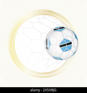 Football emblem with football ball with flag of Botswana in net, scoring goal for Botswana. Vector emblem. Stock Vector