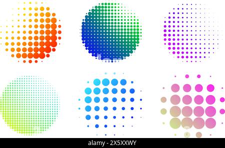 colorful gradient halftone circles set. Vector illustration Stock Vector