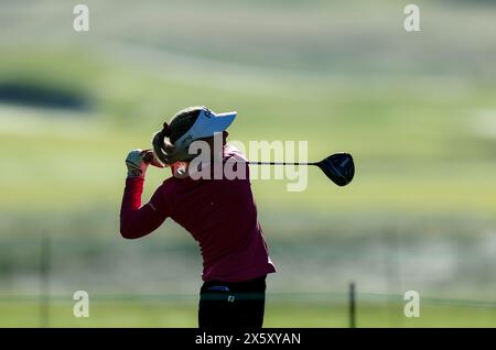 Clifton, NJ, USA. 11th May, 2024. Lindsey Weaver-Wright tees off during the third round at the Cognizant Founders Cup at the Upper Montclair Country Club in Clifton, NJ. Mike Langish/CSM/Alamy Live News Stock Photo