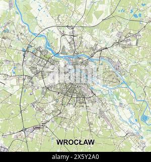 Wrocław, Poland map poster art Stock Vector