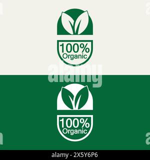 100 percent organic vector logo design. Can use for label, badge, print, flyer, banner, web, element infographic-vector Stock Vector