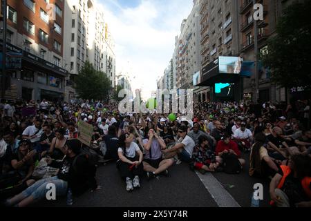 Madrid, Spain. 11th May, 2024. Crowds of people take part during the World Marijuana March. On the occasion of the celebration of the World Marijuana March, hundreds of people have protested in the center of Madrid against the strict regulations that continue to exist against the cultivation and possession of marijuana. This march has been taking place since 1999 and more than 700 cities around the world participate. (Photo by David Canales/SOPA Images/Sipa USA) Credit: Sipa USA/Alamy Live News Stock Photo