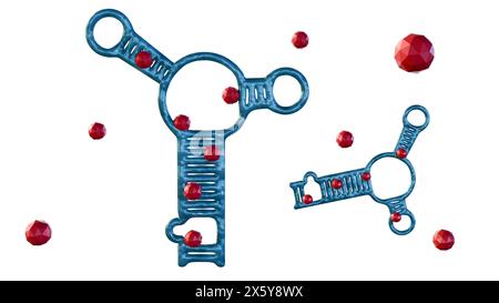 3d animation of isolated drug and aptamer intercalation on the white background Stock Photo