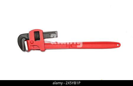 ed black pipe wrench isolated on white background Stock Photo