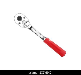chrome vanadium ratchet wrench isolated on white background Stock Photo