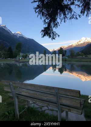 Beautifil Mountain Lake in the Reflection ,Austian Alps , Region of Tirol Stock Photo