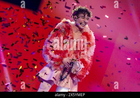 Malmo, Sweden. 12th May, 2024. Nemo from Switzerland celebrates after winning the final of the Eurovision Song Contest (ESC) 2024 with his song 'The Code'. In the world's biggest singing competition under the motto 'United By Music', 25 countries compete against each other in the final. Photo: Jens Büttner/dpa Credit: dpa picture alliance/Alamy Live News Stock Photo