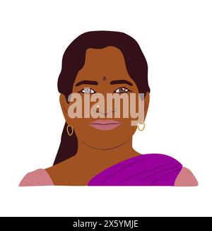 indian girl face avatar cartoon in black and white Stock Vector Image ...