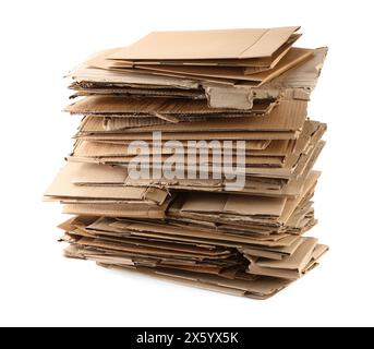 Stack of cardboard pieces isolated on white Stock Photo