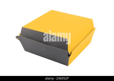 Closed blank disposable paper burger box isolated on white background Stock Photo