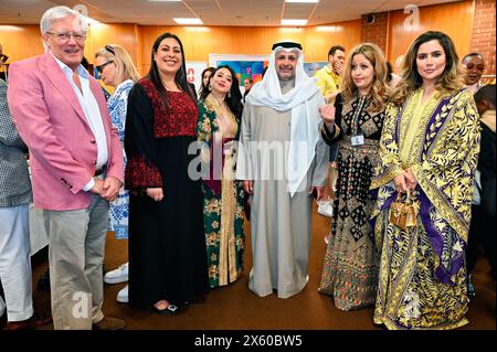 Kensington Town Hall, LONDON, ENGLAND, UK - MAY 11 2024: H.E. Bader Mohammad Alawadi, Ambassador of the State of Kuwait attends The Young Diplomats in London (YDL) are presenting a charity event called 'Weaving International Fashion - National Dress Catwalk'. representing over 17 embassies in the, each reflecting its unique cultural heritage. The Young Diplomats in London Fashion Show got it right. In this era of immigration, every culture is proud of the tradition represented by its own men and women. People should think twice before choosing to emigrate. As an immigrant, we have given up our Stock Photo