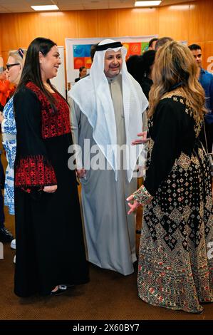 Kensington Town Hall, LONDON, ENGLAND, UK - MAY 11 2024: H.E. Bader Mohammad Alawadi, Ambassador of the State of Kuwait attends The Young Diplomats in London (YDL) are presenting a charity event called 'Weaving International Fashion - National Dress Catwalk'. representing over 17 embassies in the, each reflecting its unique cultural heritage. The Young Diplomats in London Fashion Show got it right. In this era of immigration, every culture is proud of the tradition represented by its own men and women. People should think twice before choosing to emigrate. As an immigrant, we have given up our Stock Photo