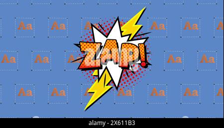 Image of zap text over retro vibrant pattern background Stock Photo