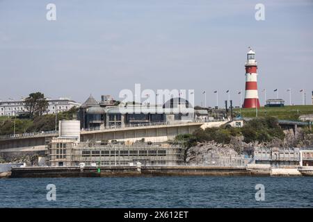 Tinside Lido and Smeaton's Tower Plymouth Hoe Stock Photo