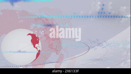 Image of globe, financial data processing and statistics over light background Stock Photo