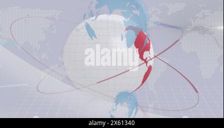 Image of globe, financial data processing and statistics over light background Stock Photo