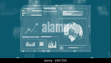 Image of data processing on screen over globe Stock Photo