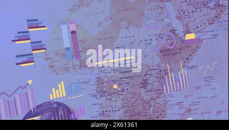 Image of financial data processing over world map Stock Photo