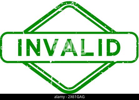 Grunge green invalid word rubber seal stamp on white background Stock Vector