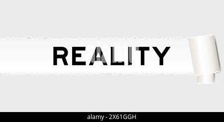 Ripped gray paper background that have word reality under torn part Stock Vector