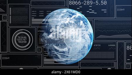 Image of data processing over globe Stock Photo