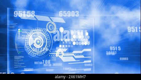 Image of data processing over blue background Stock Photo