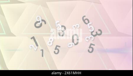 Image of changing black and white numbers on light coloured triangles background Stock Photo