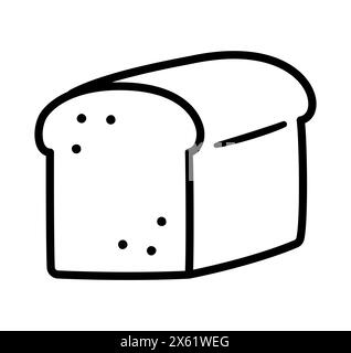 Hand drawn bread loaf doodle icon. Black and white drawing, vector clip art illustration. Stock Vector