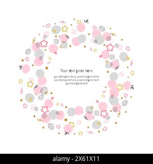 Hand drawn dots frame isolated on white background. Abstract vector circle template for design Stock Vector