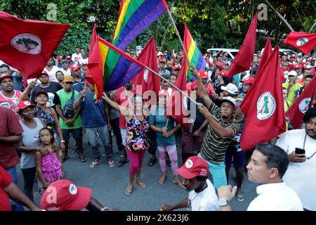 salvador, bahia, brazil - april 18, 2024: members of the Movimento Sem Terra - MST - are seen during a public event in the city of Salvador. Stock Photo