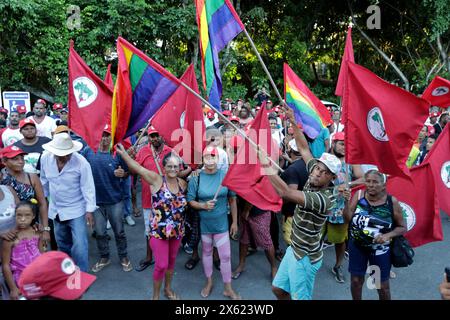 salvador, bahia, brazil - april 18, 2024: members of the Movimento Sem Terra - MST - are seen during a public event in the city of Salvador. Stock Photo