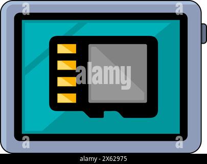 Micro sd card icon flat. Blue pictogram on white background. Vector ...