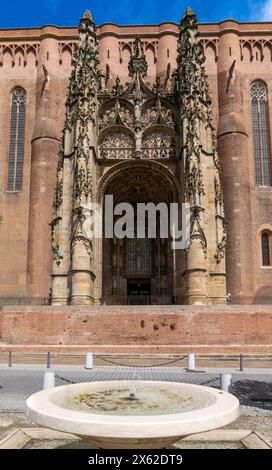 Albi, France - 18 April, 2024: the main entrance of the Sainte-Cecile Cathedral in Albi Stock Photo