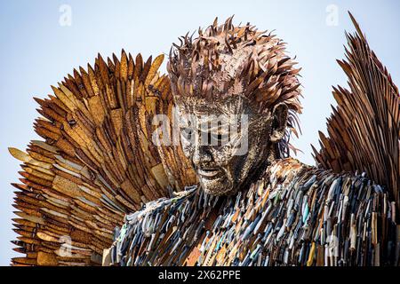 'The British Ironwork Centre created the Knife Angel as a vehicle to voice the concerns of the nation, its communities, families, and the victims that Stock Photo