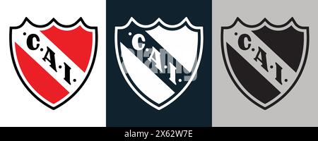 Club Atletico Independiente Color Black and White 3 Style Logo Argentine professional football club, Vector Illustration Abstract image Stock Vector