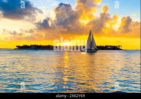Sailboat during sunset in Key West, Florida. Stock Photo