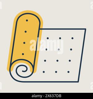Roll of camping or fitness carpet vector icon. Yoga floor mat sign. Graph symbol for fitness and weight loss web site and apps design, logo, app, UI Stock Vector