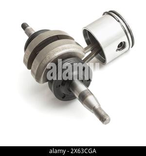 Crankshaft with oil seals and piston, repair kit, isolated on white Stock Photo