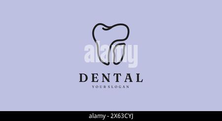 logo dental line art minimalist simple vector logo illustration design Stock Vector