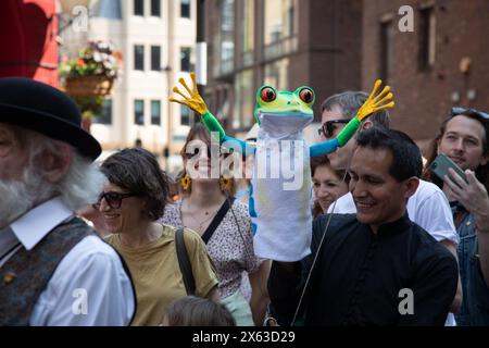 London, UK. 12th May 2024.Puppets, puppeteers and spectators have gathered in Covent Garden for the annual Puppet Festival in honor of Mr Punch's 362nd birthday. Credit: Kiki Streitberger/Alamy Live News Stock Photo