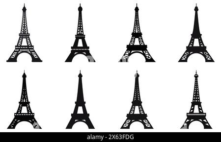 Collection of elf tower icons. Vector illustration isolated on white background Stock Vector