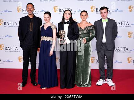 Paul Bazely, Louise Brealey, Kat Sadler, Lizzie Davidson and Freddie Meredith in the press room after winning the Scripted Comedy award for Such Brave Girls at the BAFTA TV Awards 2024, at the Royal Festival Hall in London. Picture date: Sunday May 12, 2024. Stock Photo