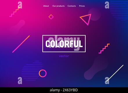 Vibrant, modern design geometric shapes colorful creative abstract background. Stock Vector
