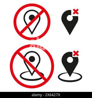 No tracking icon. Prohibited sign. Person and location symbol. Red ...