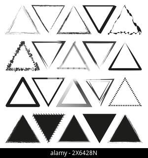 Assorted triangle frames collection. Geometric shape variety set. Abstract borders and edges designs. Vector illustration. EPS 10. Stock Vector