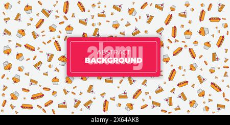 seamless food pattern with modern icon colors. food, pizza, burgers, drinks, sauces and sandwiches, vector background Stock Vector