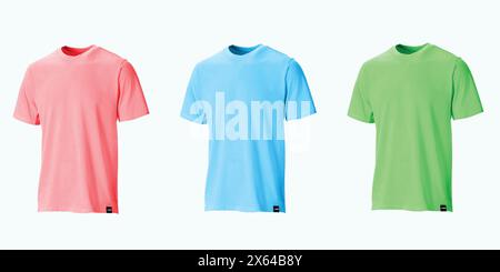 Colorful set of T-shirt template vector, front view. Stock Vector