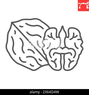 Walnut line icon, nuts and organic, walnut vector icon, vector graphics, editable stroke outline sign, eps 10. Stock Vector